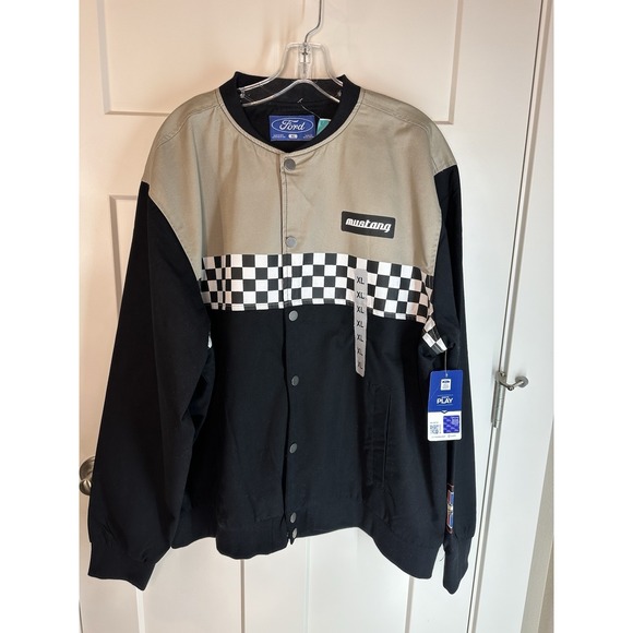 Ford Mustang American Checkered Racing Jacket Men's Size XL Black NEW With Tags - Picture 11 of 12